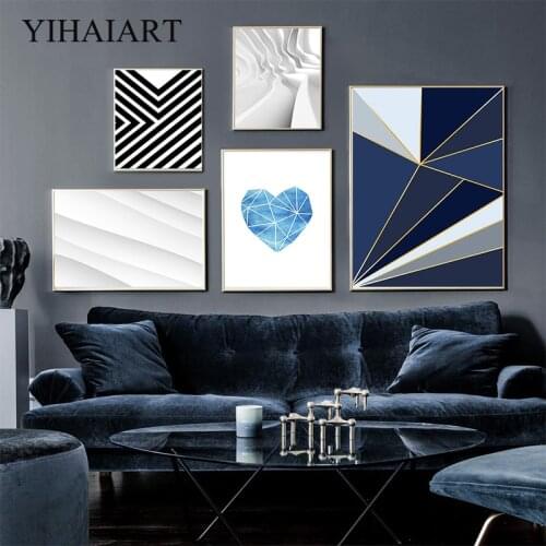 Geometry Graphics Art Canvas Wall Poster Blue White Print Nordic Abstract Painting Minimalist Picture Modern Living Room Decor