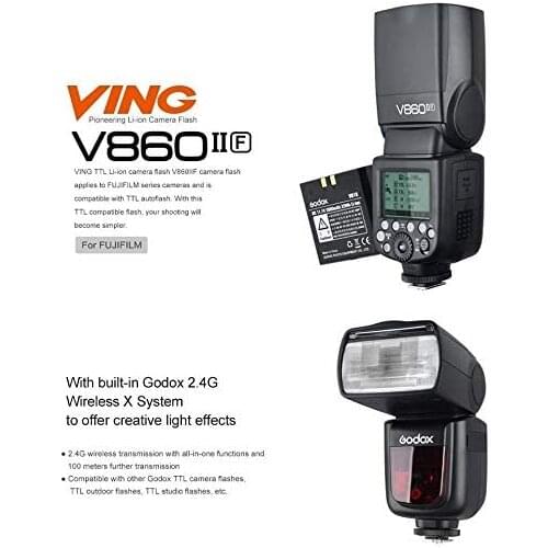 GODOX V860II-F 2.4G TTL Li-on Battery Camera Flash Speedlite Compatible for Fujifilm Camera X-Pro2 X-T20 X-T1 X-T2 X-Pro1 X100F