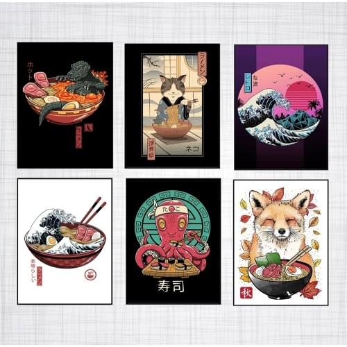 Canvas Painting Home Decor Ukiyo Modular Lamian Noodles Pictures Printed Animal Poster For Living Room Wall Art No Framework