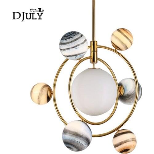 Nordic creative glass globe Planet metal pendant lights for nursery hotel villa living room hanging lamp fixtures led luminaire