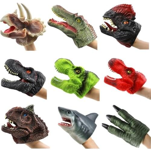 Hot! Soft Vinyl Rubber Animal Head Hand Puppet Figure Toys Gloves For Children Model Gift Dinosaur Hand Puppet Toys For Children