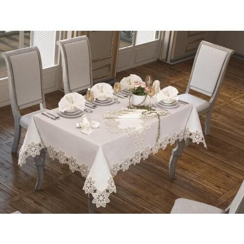 Daisy Table Cloth 26 Piece Cream