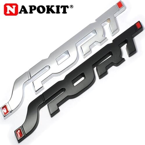 Metal 3D Chrome Silver / Black Auto Car Trunk Racing SPORT Word Letter Logo Emblem Badge Decal Sticker