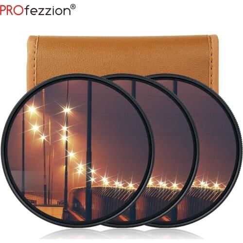 Star Lens Filter 55mm 77mm 82mm 4 6 8 Lines 3pcs Star Filters Set Kit for Canon EOS Nikon Photo Cool Photography Special Effects