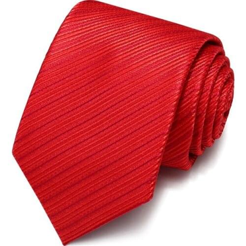 2019 New Arrivals Fashion Red Striped Mens Tie 7cm Slim Wedding Party Necktie Groom Neck Tie gravata corbata with Gift Box