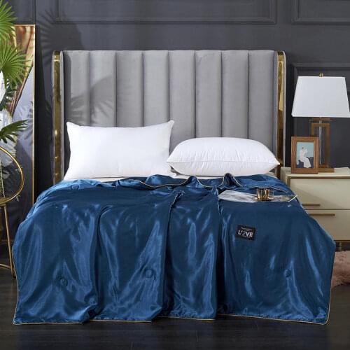 New Products 1pc Silky Cooling Silk Blanket Thin Quilt Smooth Blankets Solid Comforter Bed Cover Single/Queen/King Size