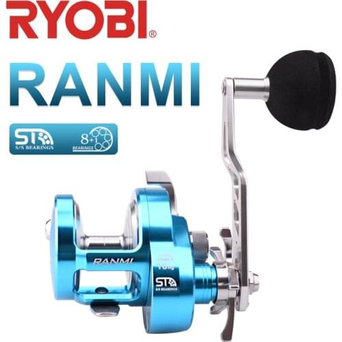 RYOBI RANMI JIGGER BT50L Left Handle 8+1BB Gear Ratio 5.1:1 Max Drag 16kg Slow Jigging Reel Fishing Blue Metal Wheel Saltwater