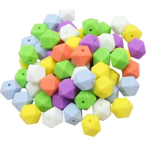 Cute-Idea 20pcs 14mm silicone hexagon beads eco-friendly teething DIY necklace bracelet chain BPA free baby product teether toy