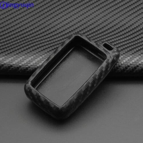 Jingyuqin Carbon Fiber Silicone Car Key Case Cover For Toyota Camry Corolla Avalon Rav4 Land Cruiser Holder Protective Case