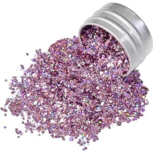 6g Super Holographic Polychrome Chunky Glitter Ultra-Thin Laser 0.2-1MM (Azure,Shell-Pink,Blue) Press Maincure Nail FlashGlitter