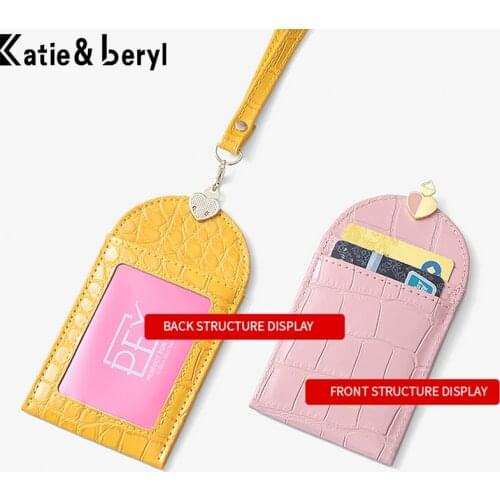 Colorful Exhibition Cards ID Badge Holder Name Tag Staff PU Leather Business Card Cover Badge Holders School Office Supplies