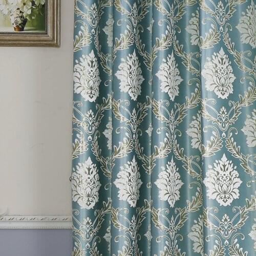 Europe Style Jacquard Elegant Luxury Green Window Curtain for Living Room Golden Stripe Cortina Bedroom Shading Decor