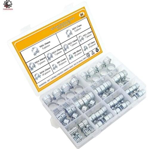 84pcs Mini Fuel Injection Line Style Hose Clamps Assortment Kit for Diesel Petrol Pipe Fuel Line Pipe Hose Clamp Tube Clip
