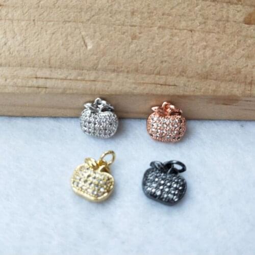 10 Pieces Tiny CZ crystal apple shape Charm Jewelry CZ zircon Stone Micro pave Pendant Finding DIY necklace for women PD947
