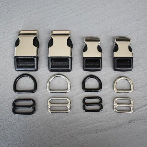 100 Sets 15/20/25mm Metal Hardware D Ring Belt Straps Piastic Side Release Buckle Curved Bracelet Dog Collar Accessories 3s8