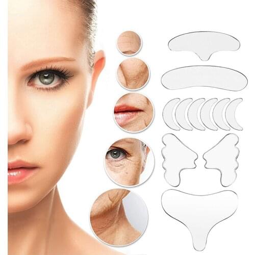 11/16pcs Reusable Silicone Anti Wrinkle Facial Pad Face Neck Eye Sticker Silicone Beauty Neck Pad Forehead Anti Wrinkle Patch
