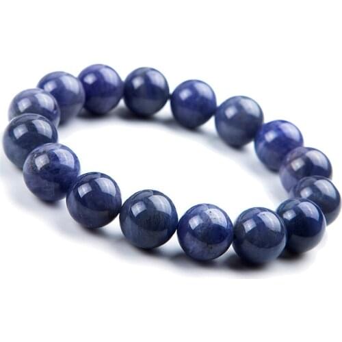 14mm Natural Genuine Blue Zoisite Gem Stone Round Bead Bracelets For Women Men Charm Powerful Stretch Bracelet