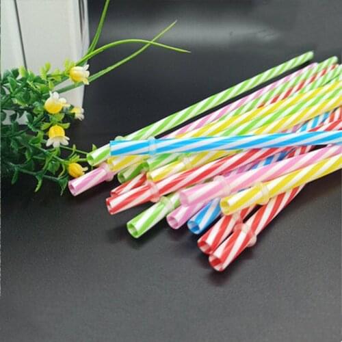 2PCS 27cm with Ring Straw Two-color Striped Plastic Food PP Plus Hard Straw Food Mason Straw Home Reusable Straw
