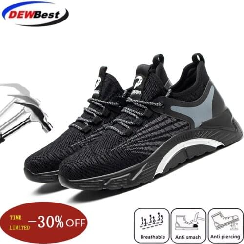 2021 Safety shoes mens steel toe sneakers light work boots mens anti-smash and anti-piercing indestructible work shoes