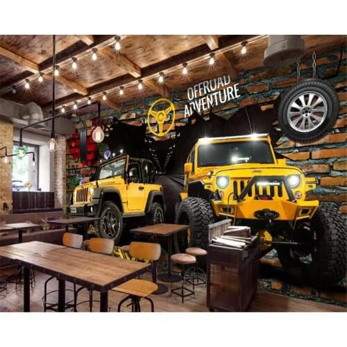 Beibehang Mural 3d 3d wallpaper home decor Retro 3D Brick Wall Car Broken Wall Tooling Background Wall wallpaper for walls 3 d