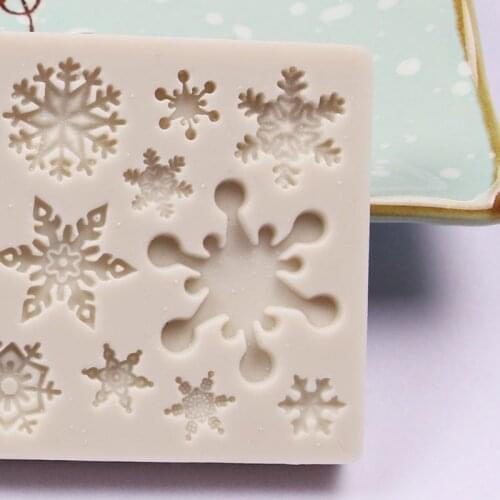 3D Christmas decorations snowflake chocolate DIY sugar baking baking cake decoration silicone mold 62KE