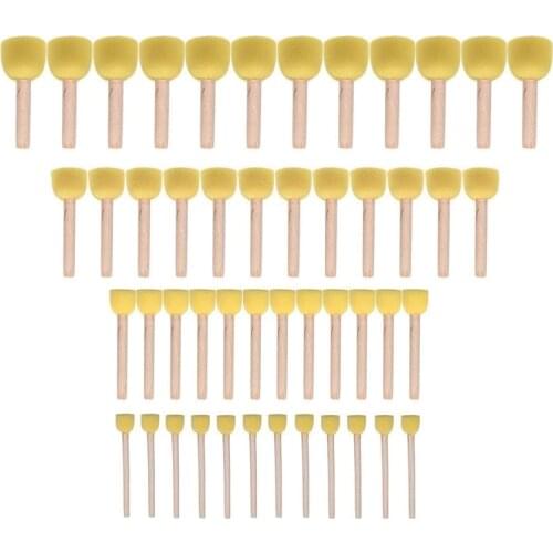 48-Piece Round Sponge Brush Set-Childrens Painting Tools-Sponge Painting Stippler Set 4 Sizes of DIY Painting Tools
