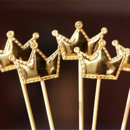 5Pcs Golden Silver Color Star Crown Collection Cake Topper for Party Decoration Dessert Lovely Gifts Birthday Wedding Cake Flags