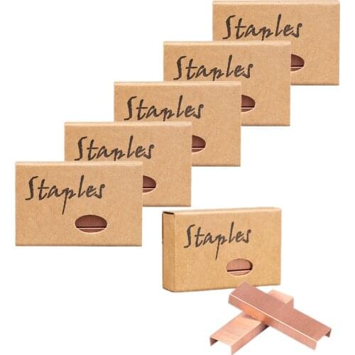 6 Boxes Rose Gold Staples Standard Stapler Refill 26/6 Size 5700 Staples for Office School Supplies
