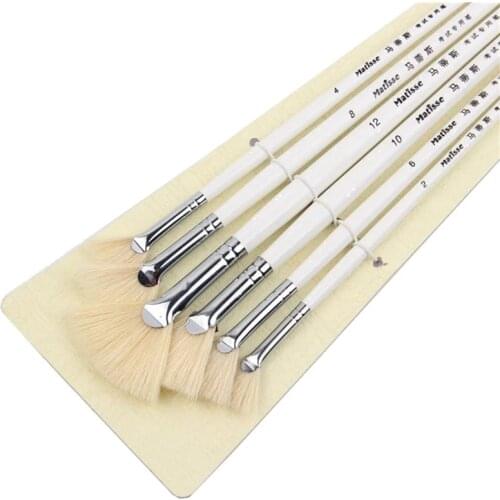 6pcs/Set, sector oil Painting Brush pig 's bristles Hair artist Drawing Art Supplies painting brushes oil painting Drawing brush