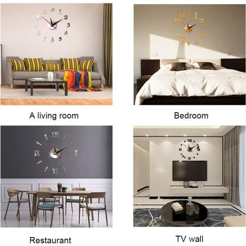3D DIY Acrylic Mirror Wall Clock Clocks Home Decoration Modern Needle Quartz Stickers