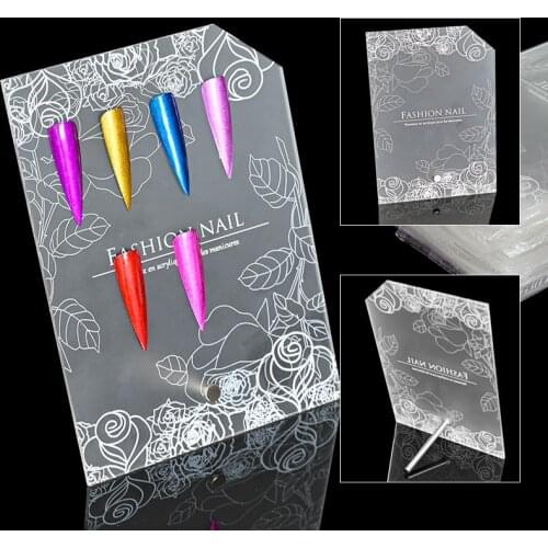 Acrylic Clear Background for Nail Display, Frosted Rose Print Image Finished Nail Tips Display Board HJD78-DH3