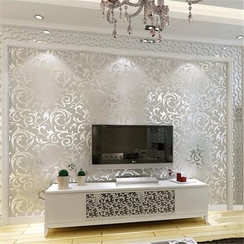 Beibehang Simple non-woven wallpaper living room European-style crochet bedroom TV background wallpaper luxury hotels Golden
