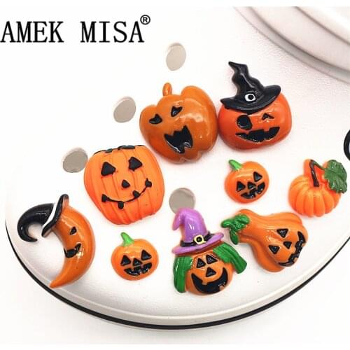 Safety Resin Shoe Decoration Halloween Horror Pumpkin Shoe Accessories Garden Shoe Charm fit croc jibz Kids Party X-mas Gift