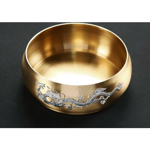 Pure Copper Tea Wash Large Household Tea Wash Cup Bowl Japanese Zen Retro Tea Basin Exhausted Tea Jar Tea Set Tea Utensils