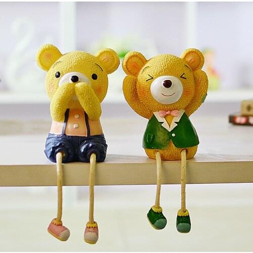 Large resin hanging foot doll creative home furnishing piggy bank Bear modeling features three no decorations