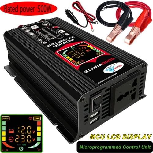Peaks 6000W Digital Car Inverter DC 12V to AC 110/220V Dual USB Modified Sine Wave Converter Car Power Inverter Charger Adapter
