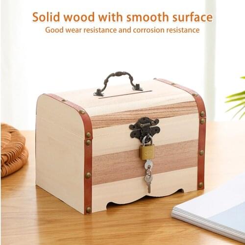 Large Wooden Box Storage Plain Wood Jewel Box Case with Lid Lock for Home Decor Storage Accessories Storage Box Organizer