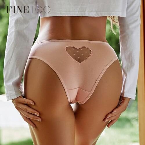 FINETOO Sexy Hollow Heart Panties Women Cotton Panties Comfortable Briefs Ladies Soft Cotton Underwear Girls Underpants Lingerie