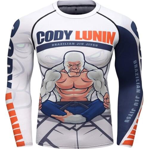 Factory MMA Running T-Shirt Rashguard Men Long Sleeve T Shirts Bodybuilding MMA Clothing Sport tops 3D Print T Shirt