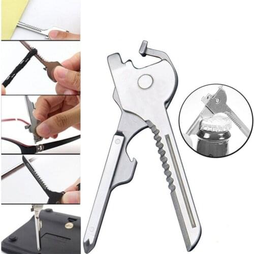 Multi-function Keychain Cutter Screwdriver Stainless Steel Utili-Key Key Ring Chain 6-in-one Folding Knife EDC Outdoor Tool