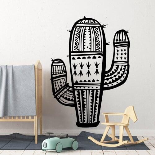 Cartoon Nordic Geometric Cactus Saguaro Wall Sticker Bedroom Playroom Large Cactus Plant Zoo Safria Wall Decal Bedroom Vinyl