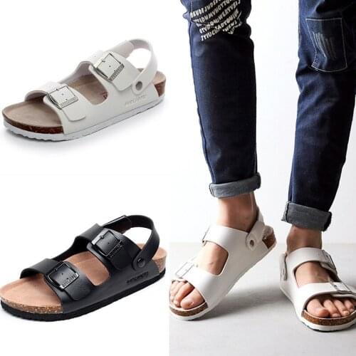 Mens Cork Sandals Summer 2021 New Fashion Non-slip Couple Two Wear Slippers Casual Beach Shoes