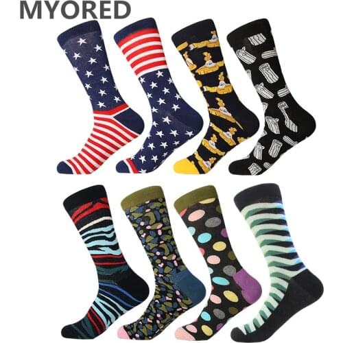 MYORED 1 pair drop shipping cool funny man cotton crew socks fashion colorful long socks gift socks for men Calcetines de hombre