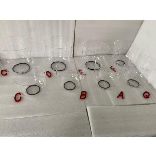 3rd octave clear crystal singing bowl set 8 pcs set CDEFGABC4 perfect pitch 432Hz free suede mallets & O-ring