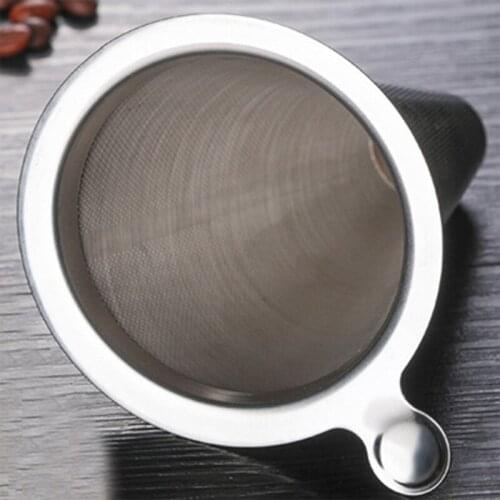 OHFIN Double Layer Stainless Steel Coffee Filter Holder Pour Over Coffees Dripper Mesh Coffee Tea Filter Basket Tools