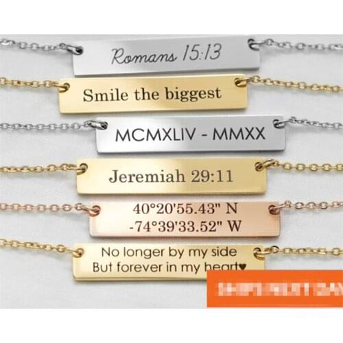 Custom Coordinates Necklace Name Necklace Date Necklace Gold Bar Necklace,Editable Personalized Jewelry Gift Geopersonalized