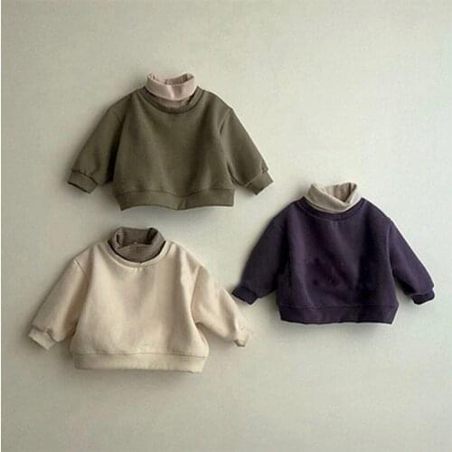 2020 Autumn Korean Childrens Clothing New Boys and Girls Fashion Cotton Two-Piece Turtleneck Casual Sweater