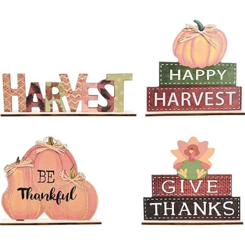 Thanksgiving Wooden Thankful & Blessed Pumpkin Fall Hanging Sign Halloween Party Autumn Harvest Festival Home Wall Door Decor