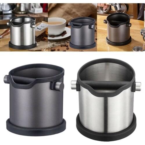1800ml Stainless Steel Large Capacity Portable Bar Anti Slip Restaurant Coffee Knock Box Silver Home Detachable Grind Container