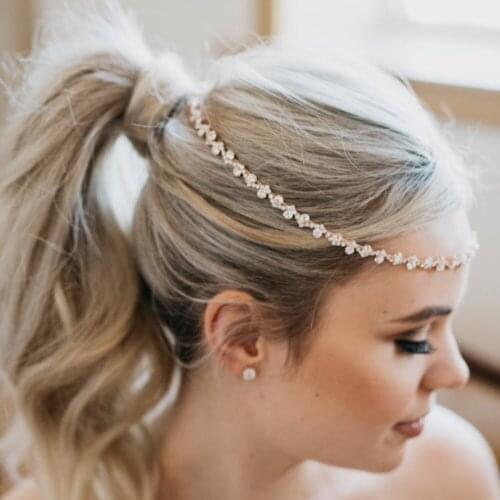 Stonefans Wave Headband Chain for Hair Crystal Wedding Headwear Bridal Hair Chain Headpiece Fashion Forehead Jewelry Hair Bands